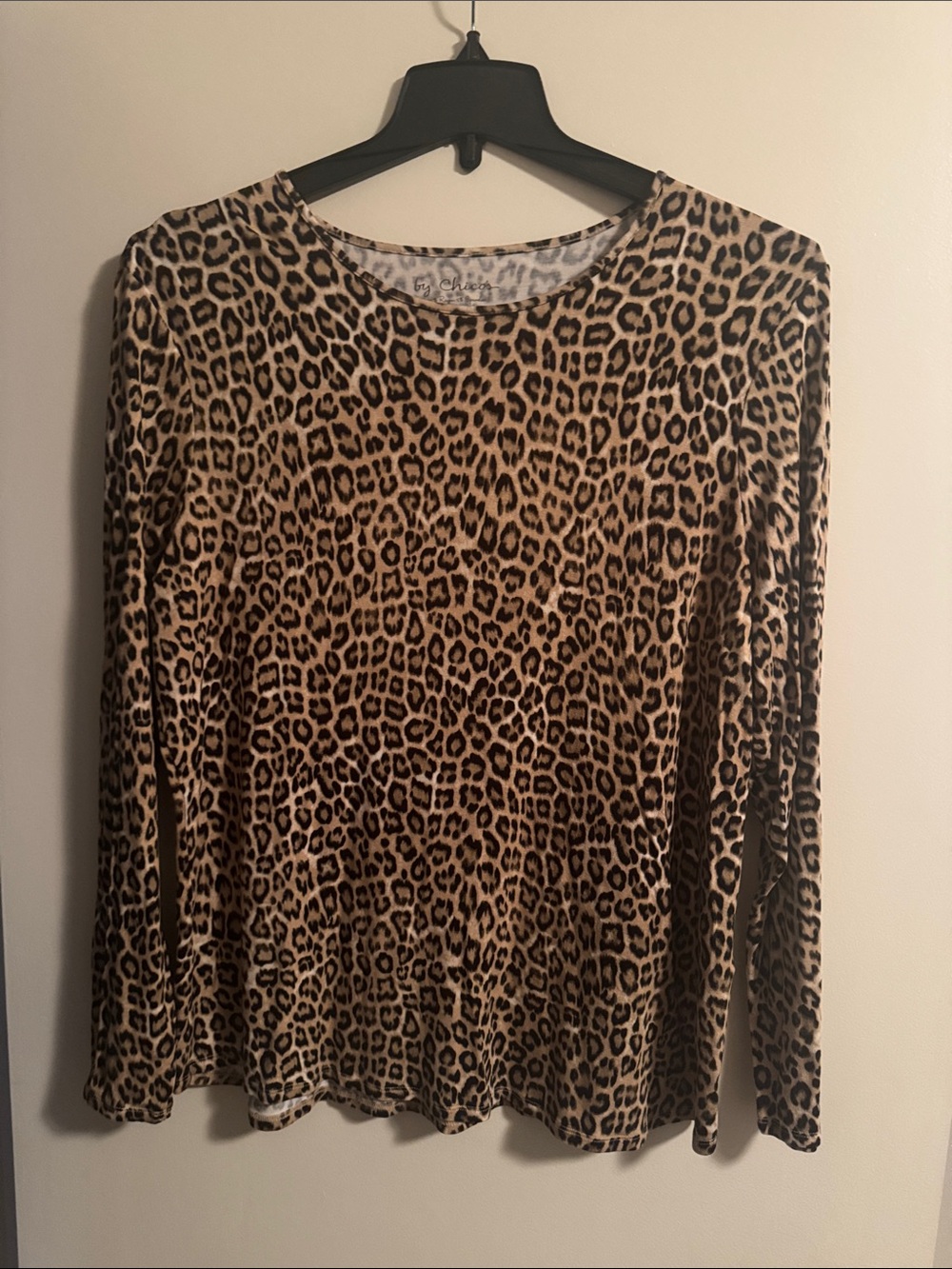Chico's Long Sleeve Leopard Print Top - Brown & Black